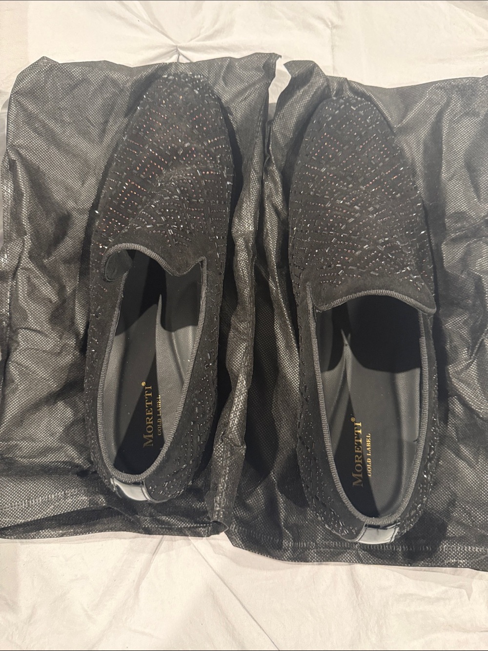 Men’s Black Beaded Slip-On Loafers